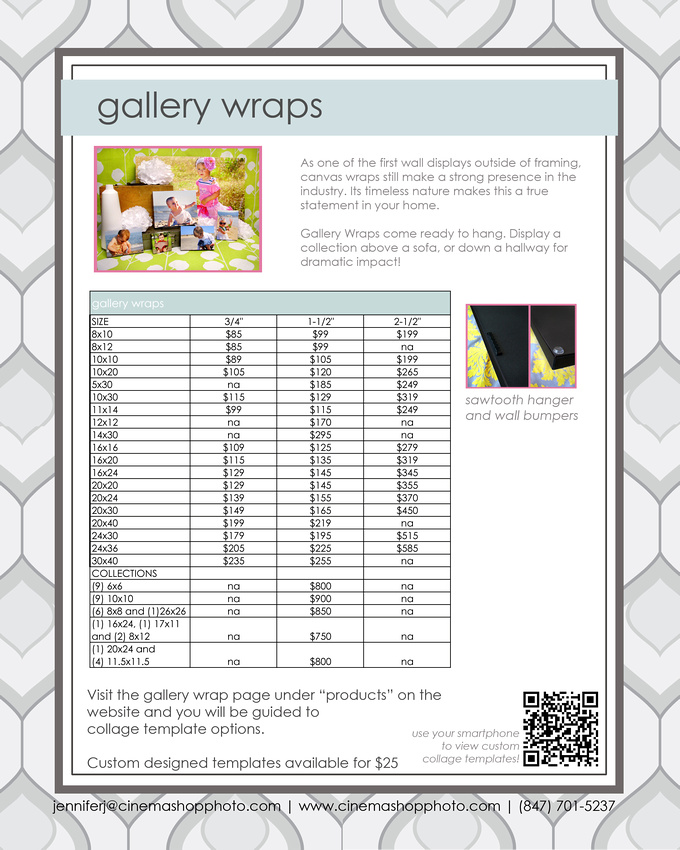 gallery wrap price guide