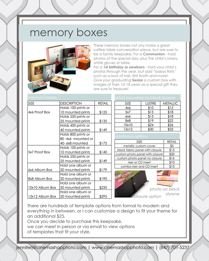 custom memory image boxes with closure tab